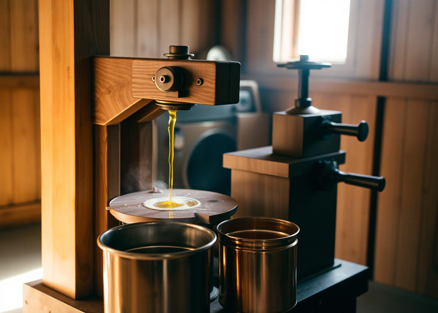 Traditional wooden oil press